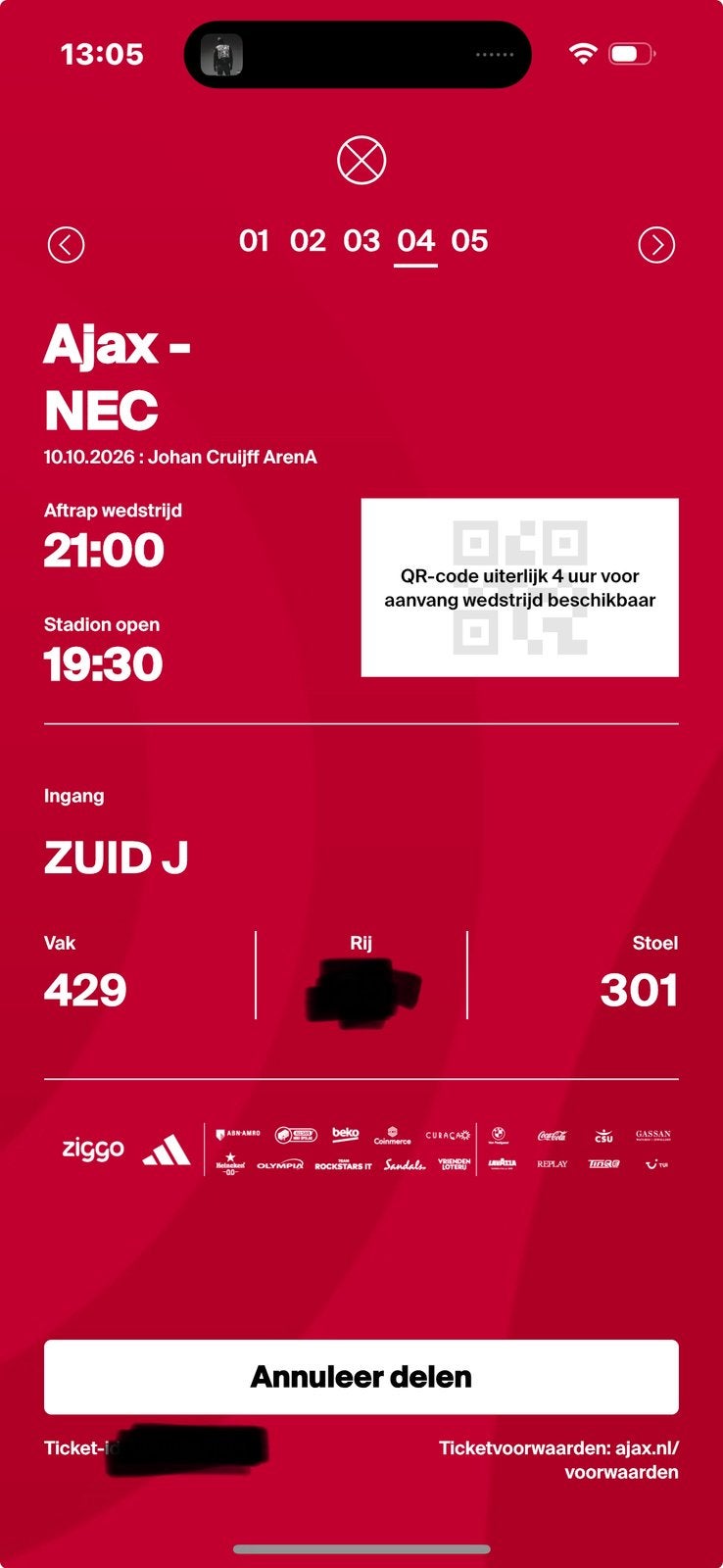 Ajax - NEC | 2 kaarten naast elkaar | vak 429, Tickets en Kaartjes, Twee personen, Maart