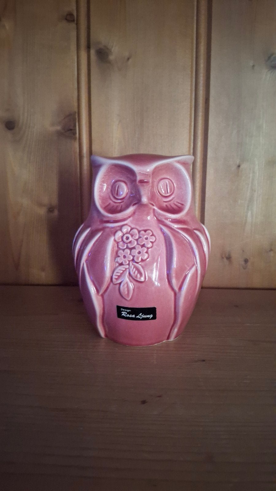 Vintage roze keramieken uil Zweden, Verzamelen, Beelden en Beeldjes, Ophalen of Verzenden, Dier