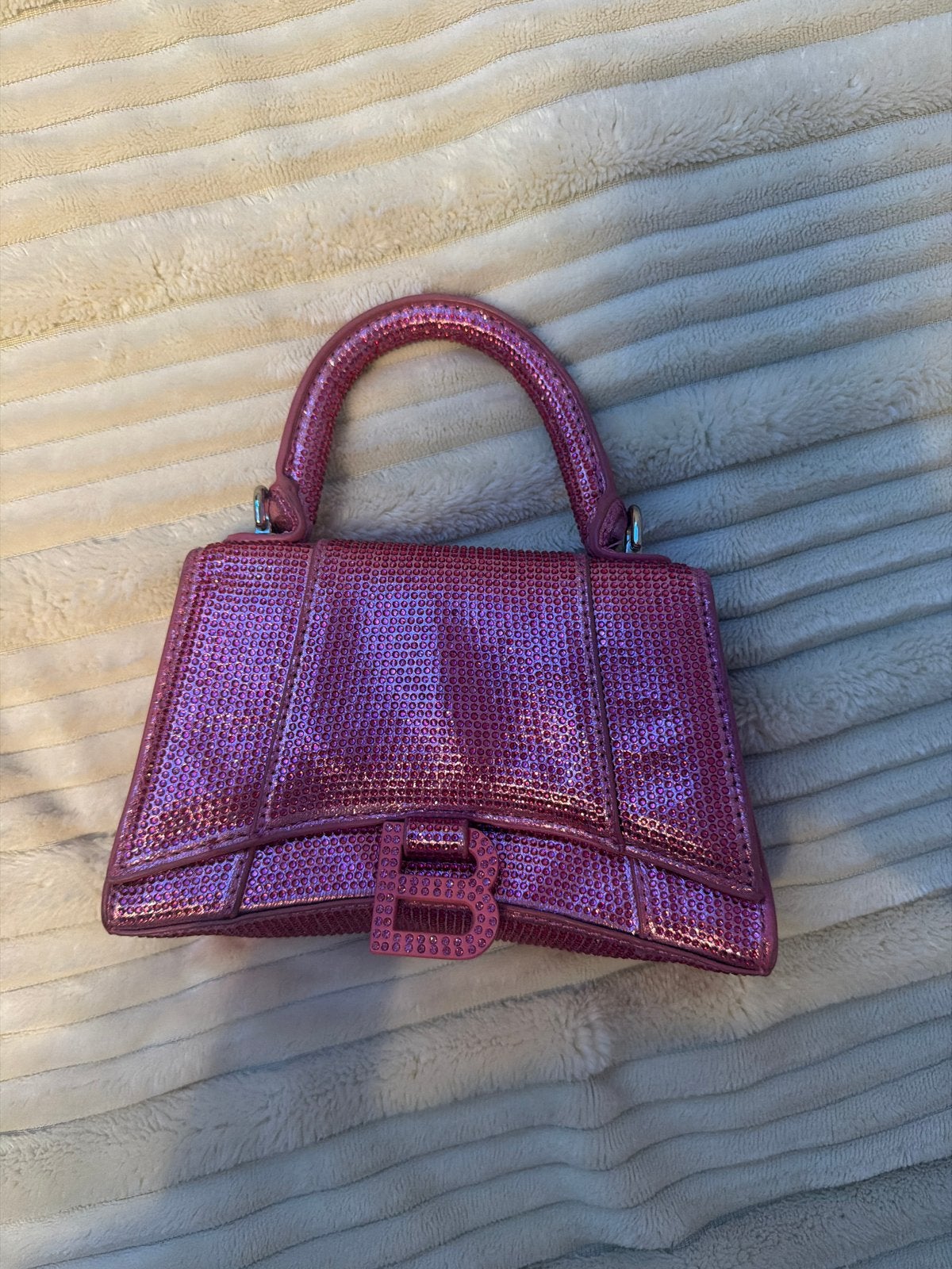 Balenciaga Hourglass Tas - Roze met Glitters, Ophalen of Verzenden, Zo goed als nieuw, Roze, Handtas