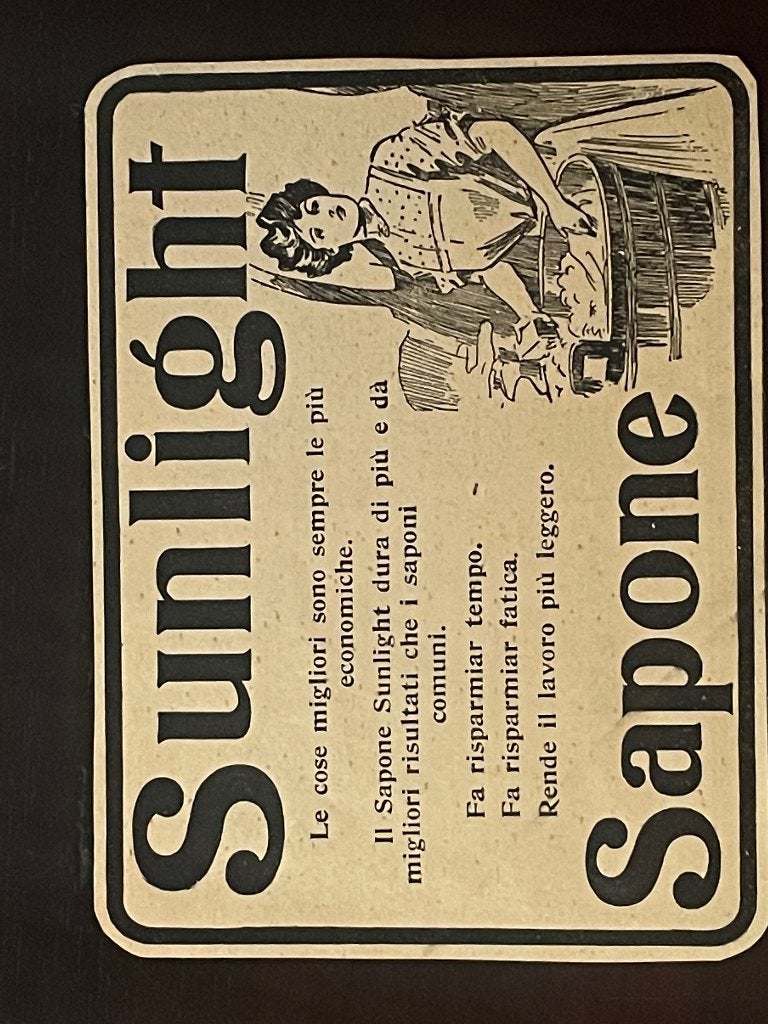 1905 - In lijstje! Sunlight advert. ORIGINEEL. P0609-009, Antiek en Kunst, Ophalen of Verzenden, Overige technieken, 1900 - 1949