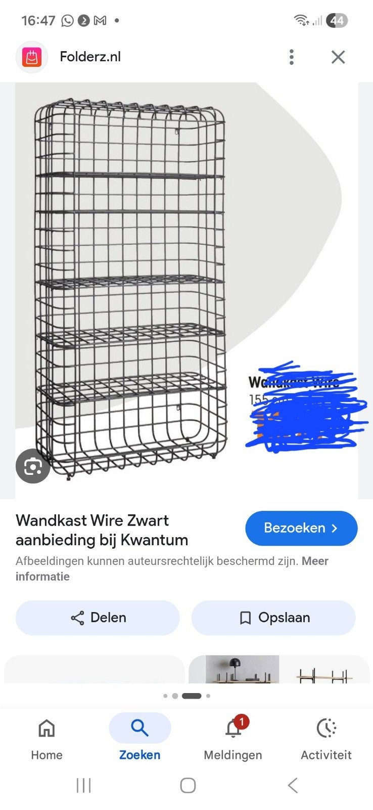 Wandkast Wire Zwart /Ik zoek zo'n kast., Ophalen of Verzenden