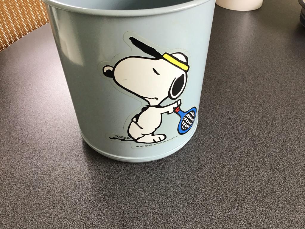 Snoopy prullenbak als nieuw in muisgrijs, Ophalen of Verzenden, Zo goed als nieuw, Minder dan 10 liter, Metaal