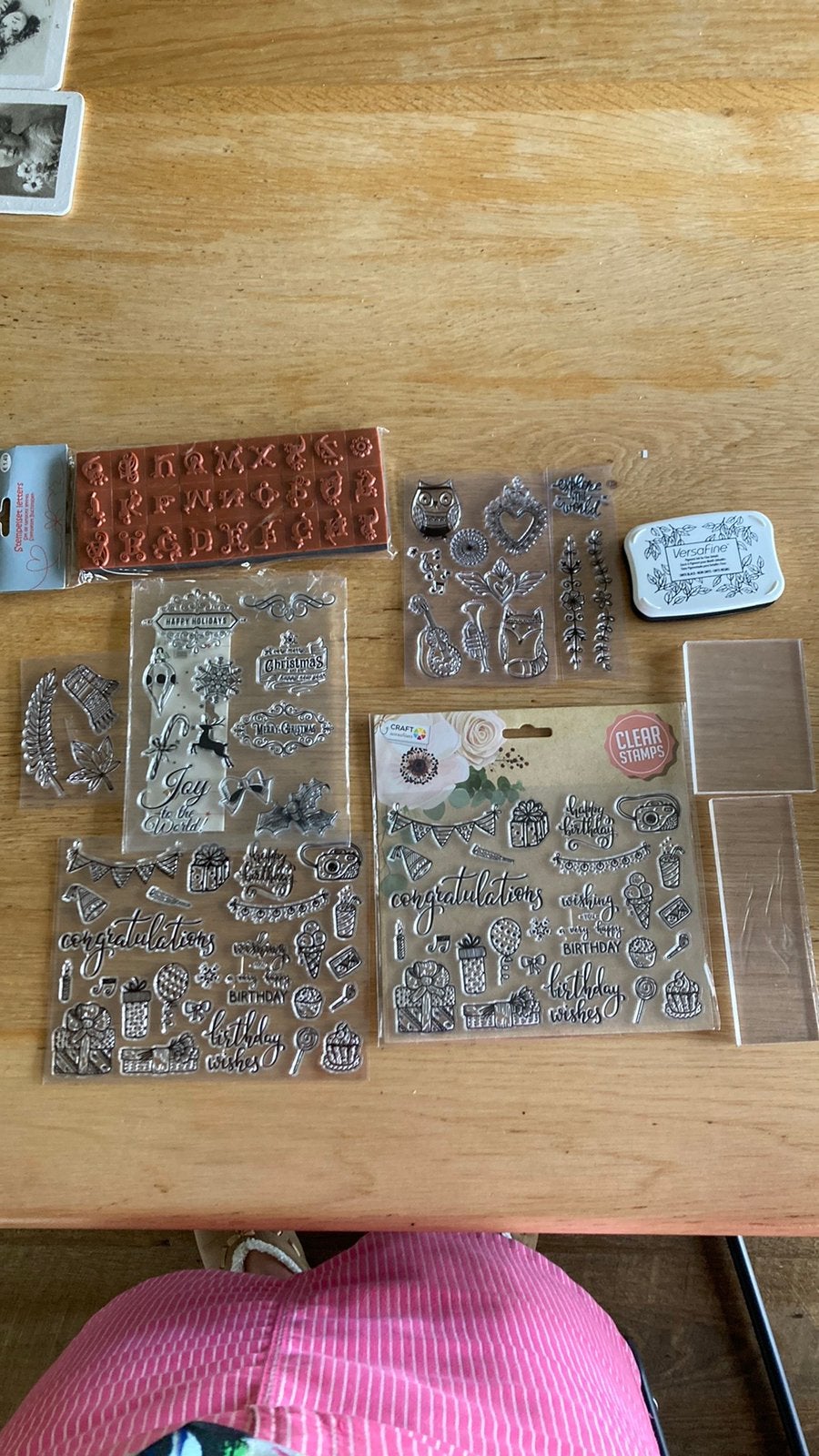 Veel stempels met zwarte Versafine inkt, Ophalen, Zo goed als nieuw, Houten stempel