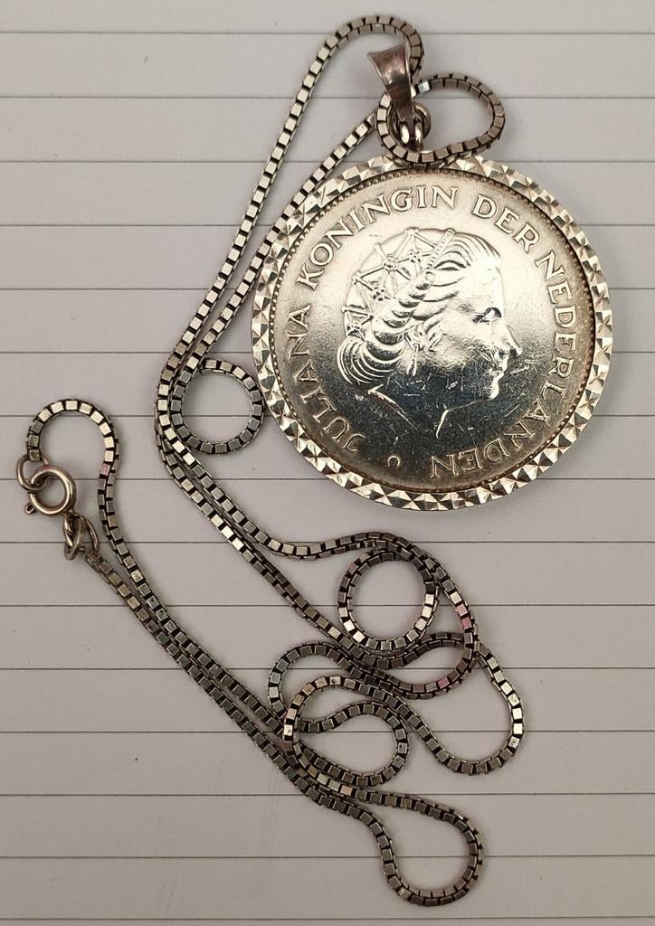 Zilveren ketting met herdenkings munt bieden, Sieraden, Tassen en Uiterlijk, Horloges | Antiek, Ophalen of Verzenden, Zilver, Overige merken