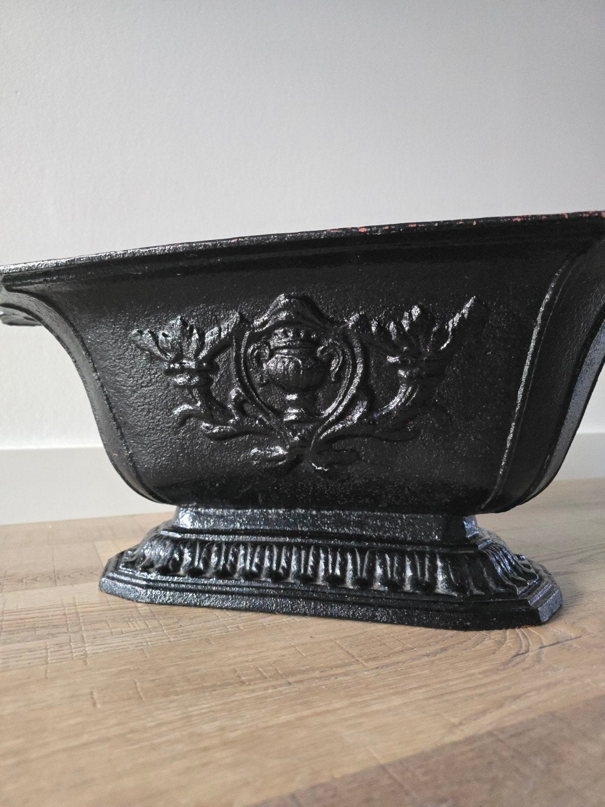 Antieke zware Franse gietijzeren jardinière / plantenbak €99, Ophalen of Verzenden