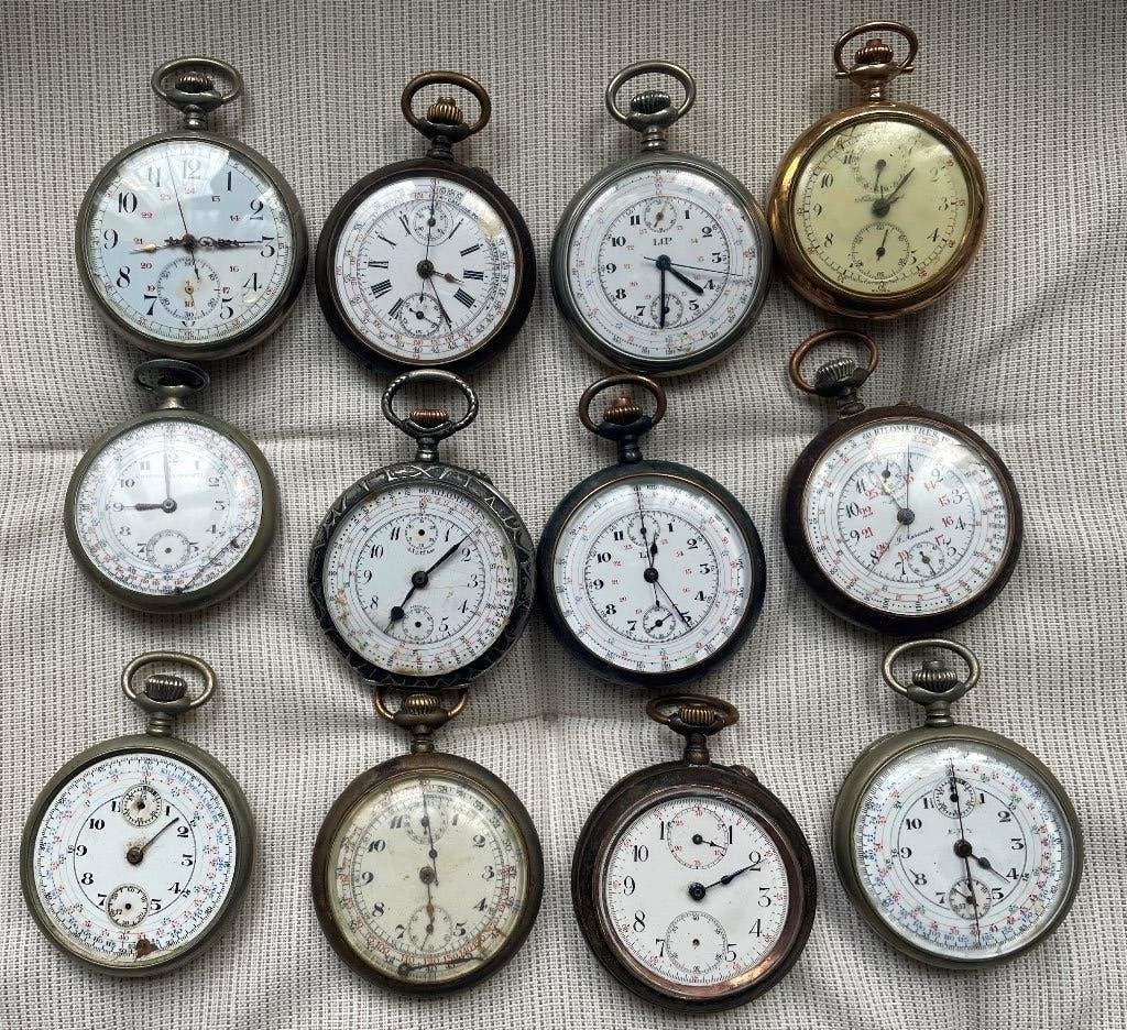 LIP zakhorloge chronograaf, nationaal park, set van 12, Ophalen, Zakhorloge, Staal, 1900 tot 1930