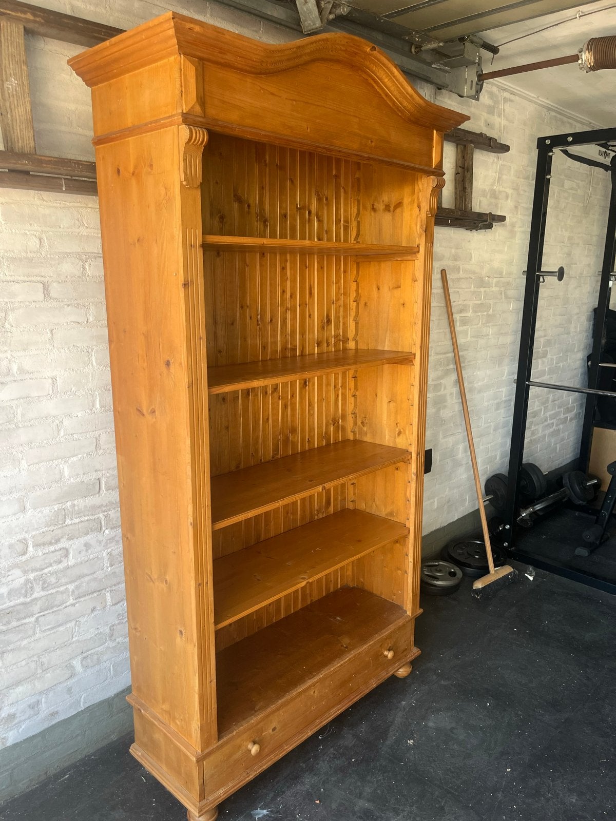 Massief grenen boekenkast met lade en planken, Ophalen, Gebruikt, 200 cm of meer, 50 tot 100 cm