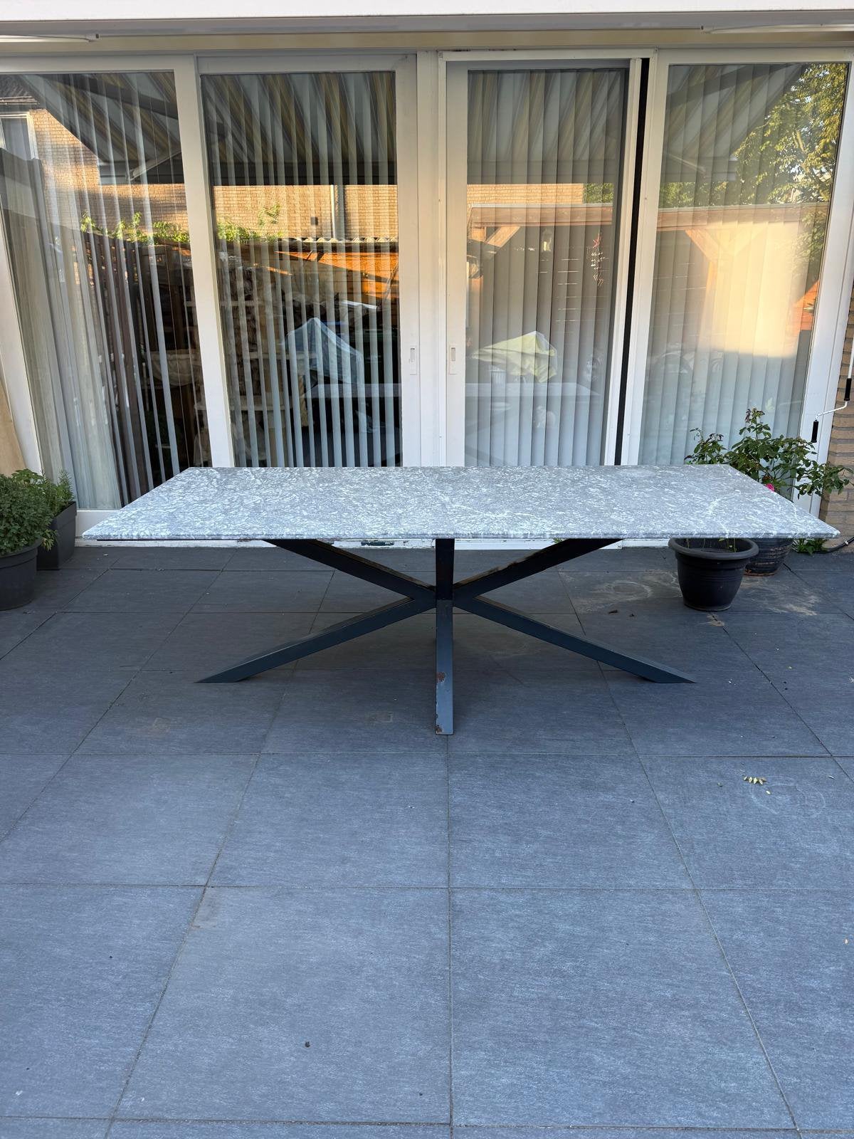 Marmeren eettafel, Huis en Inrichting, Tafels | Eettafels, Ophalen, 100 tot 150 cm, 200 cm of meer, Zo goed als nieuw