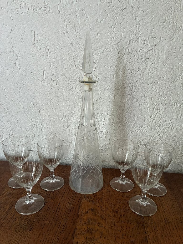 Vintage kristallen karaf en glazen, Ophalen of Verzenden