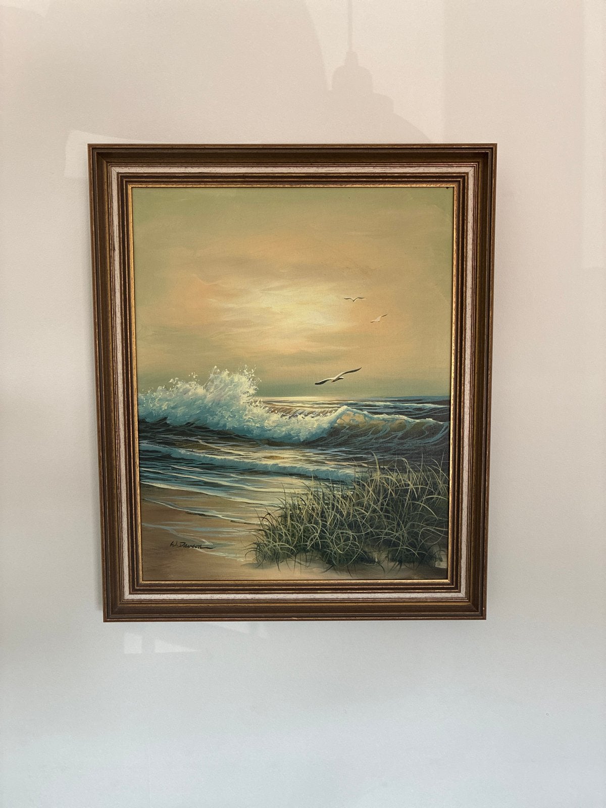 Schilderij: Zeegezicht met golven en zonsondergang, Antiek en Kunst, Kunst | Schilderijen | Klassiek, Ophalen, Maritiem / water