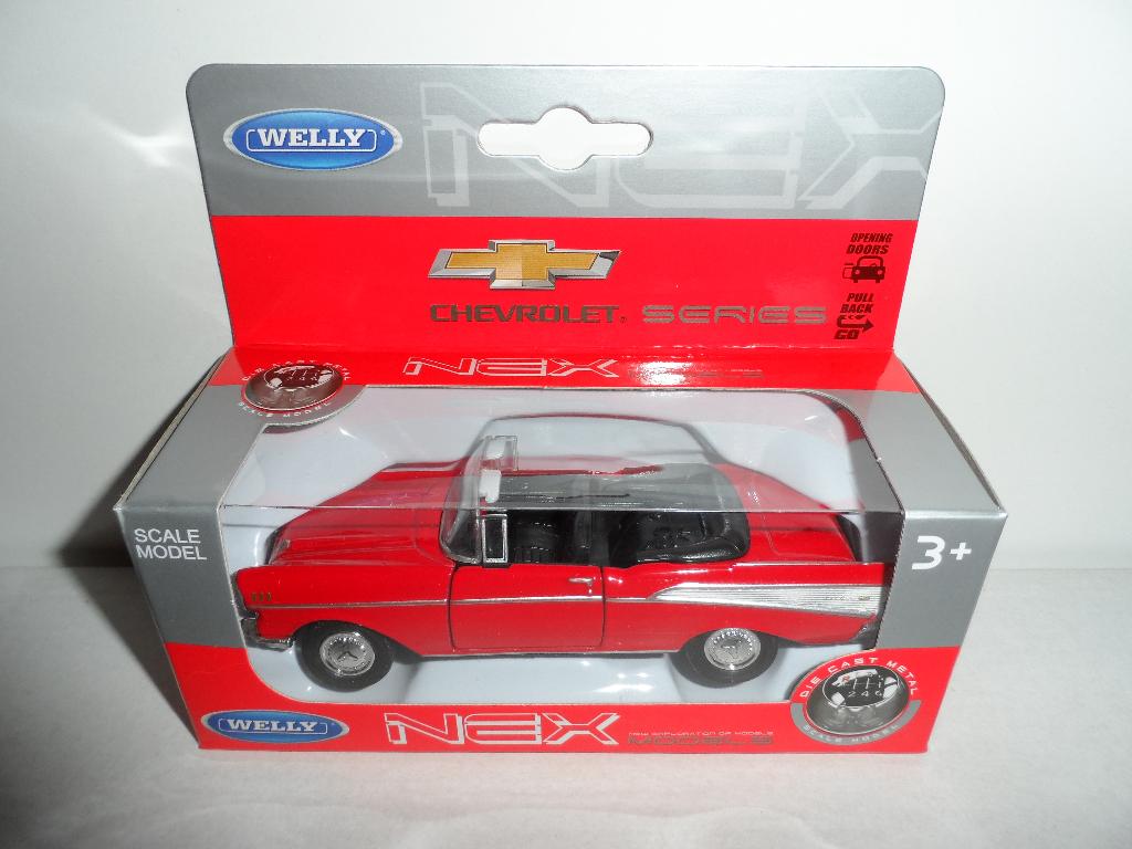 Welly - 1957 Chevrolet Bel Air Convertible (rood) 1:36, Ophalen of Verzenden, Nieuw, Auto