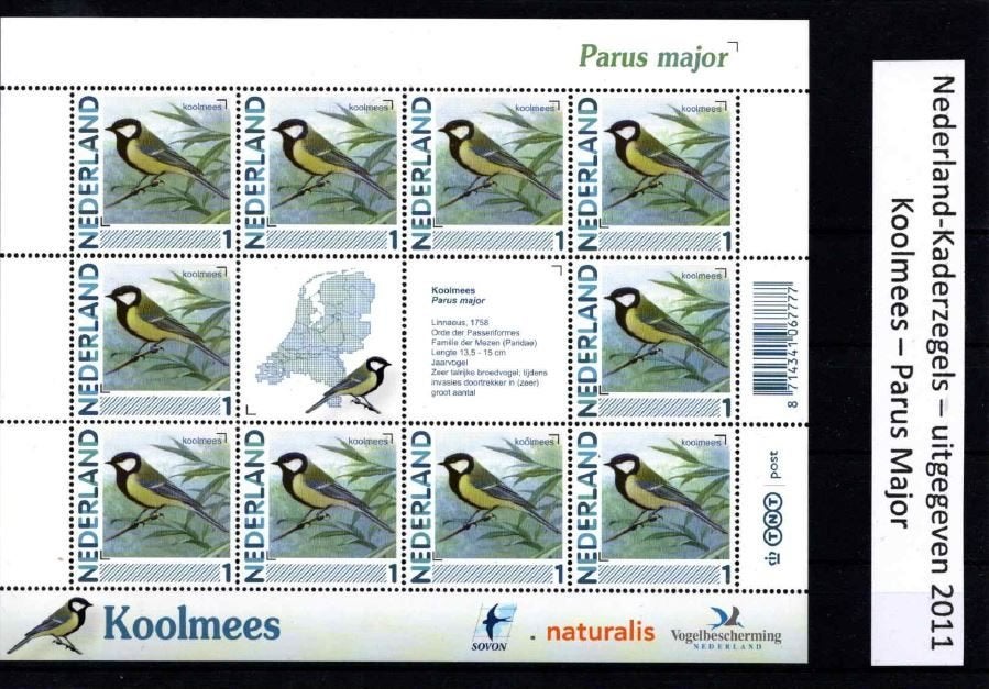 Koolmees uitgegeven in 2011, Verzenden, Na 1940, Postfris