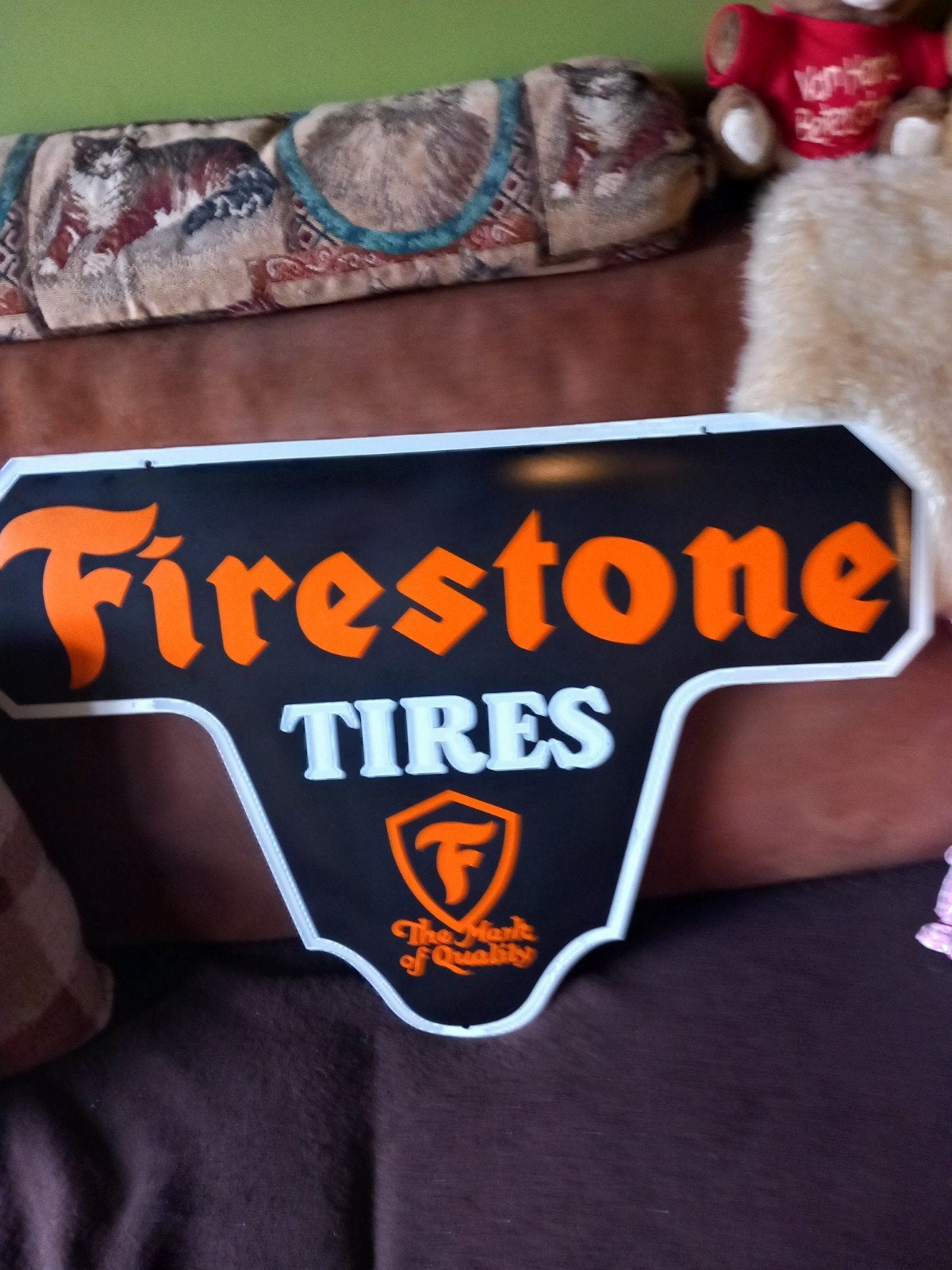 super mooi groot emaile bord  70x50cm Firestone Tyres, Ophalen of Verzenden, Zo goed als nieuw, Reclamebord