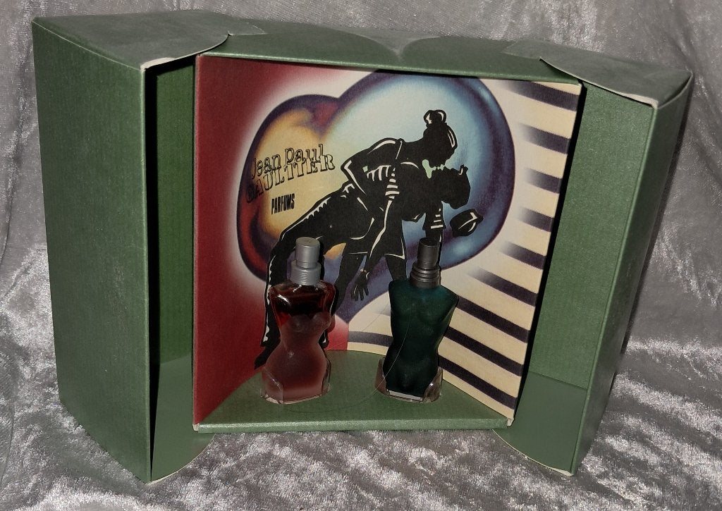 luxe parfum miniatuur set Jean Paul Gaultier box, Ophalen of Verzenden, Zo goed als nieuw, Miniatuur, Gevuld