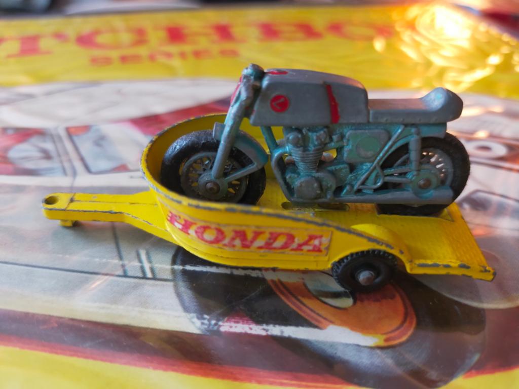 Lesney Matchbox MB38 Honda en motortrailer, Ophalen of Verzenden, Gebruikt, Overige typen, Matchbox