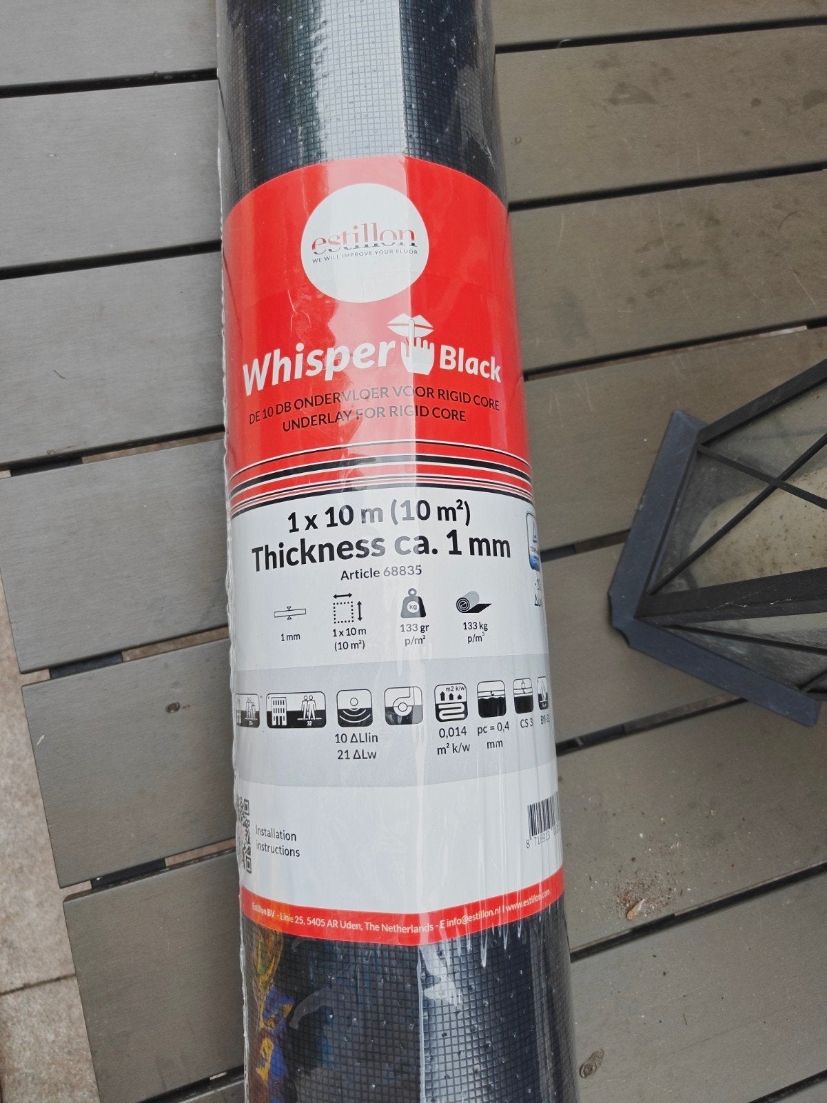 Nieuwe rol ondervloer 10m2 - Estillon Whisper Black, Ophalen of Verzenden, Nieuw