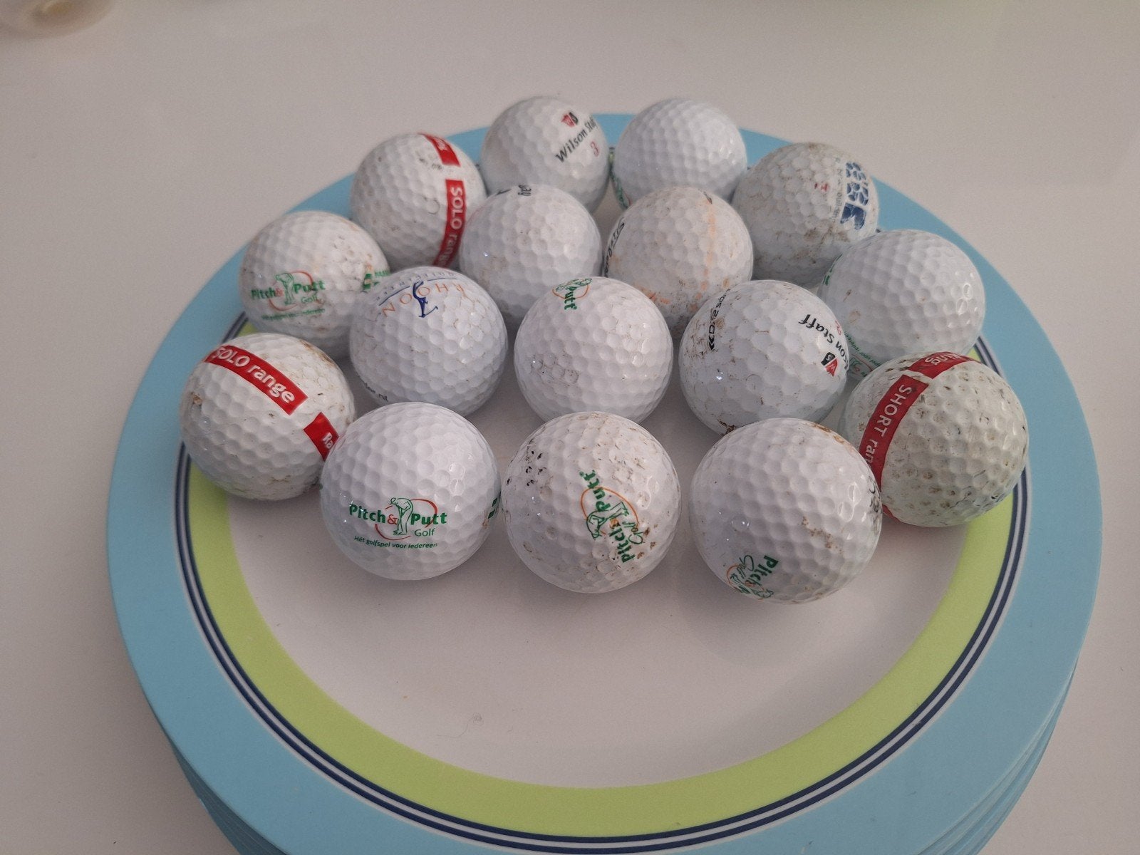 16 x Nassau golfballen, Ophalen of Verzenden, Gebruikt, Bal(len), Overige merken