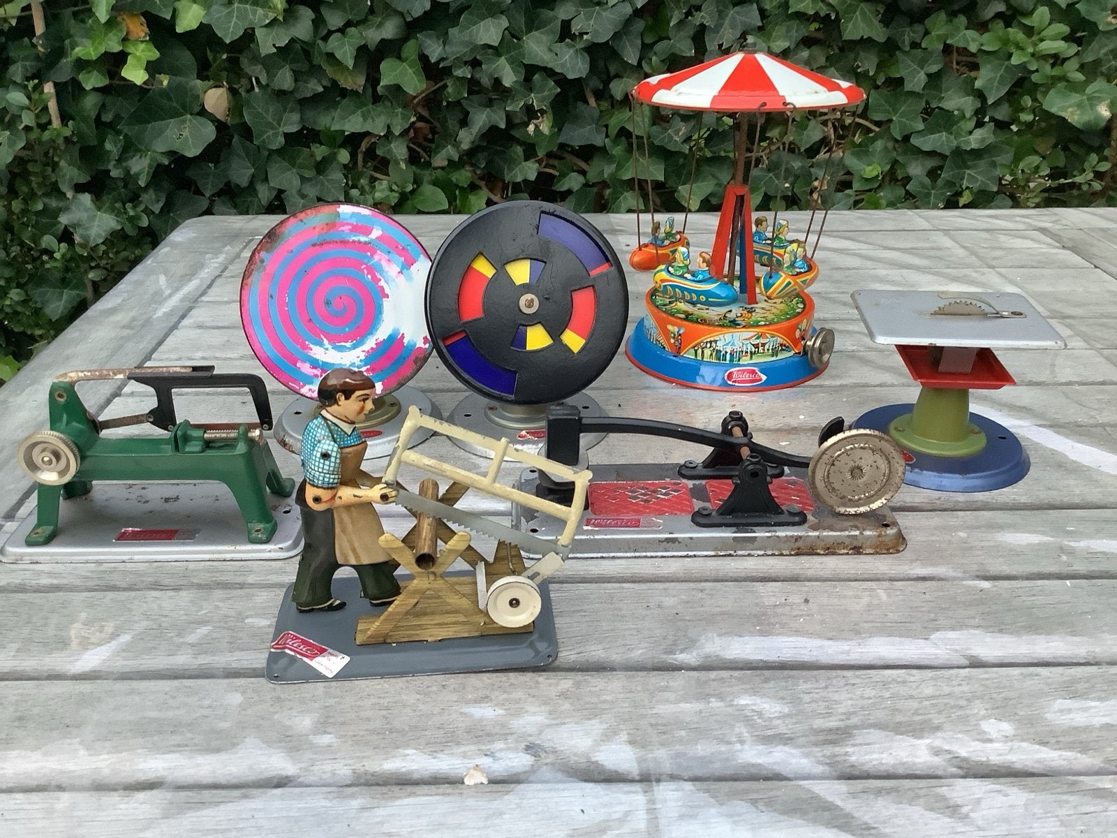 Antiek speelgoed: stoommachine accessoires en kermisattracti, Ophalen of Verzenden