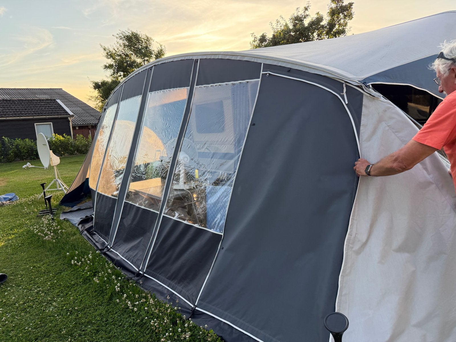 Unico Verona voortent met voorscherm - Maat 15, Caravans en Kamperen, Voortenten en Luifels, Ophalen, Gebruikt, Ten Cate All Season 240g/m2