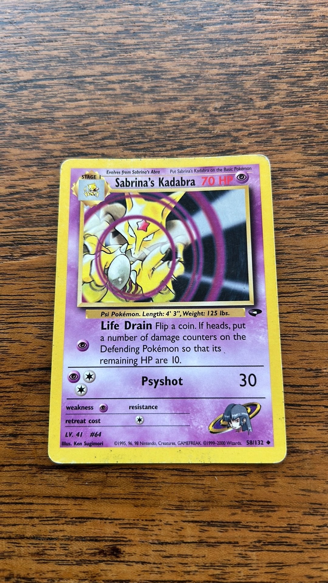 Sabrina's Kadabra 58/132 Gym Challenge, Ophalen of Verzenden, Gebruikt, Losse kaart