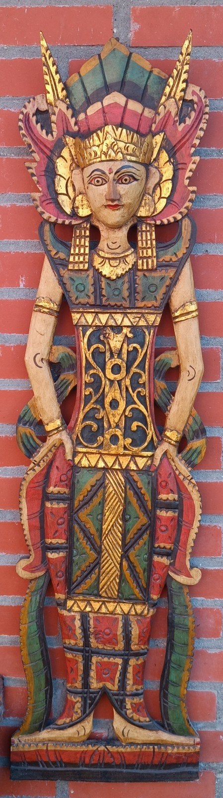 Handgesneden Balinees houten beeld - Vrouw, Antiek en Kunst, Ophalen of Verzenden