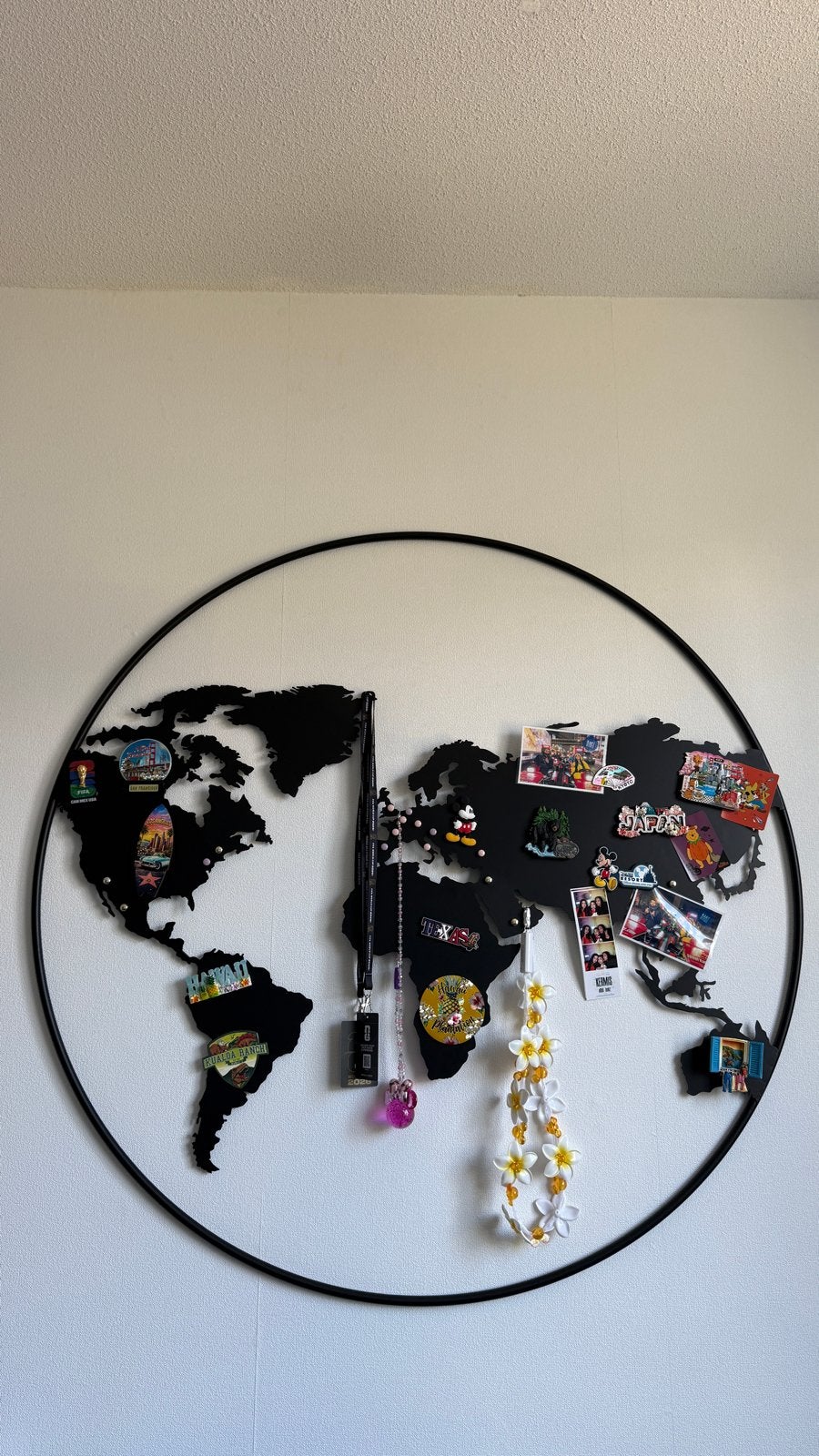 Magneetbord Wereldkaart - Zwart Metaal, ca. 110 cm, Ophalen, Gebruikt, Zwart, Metaal