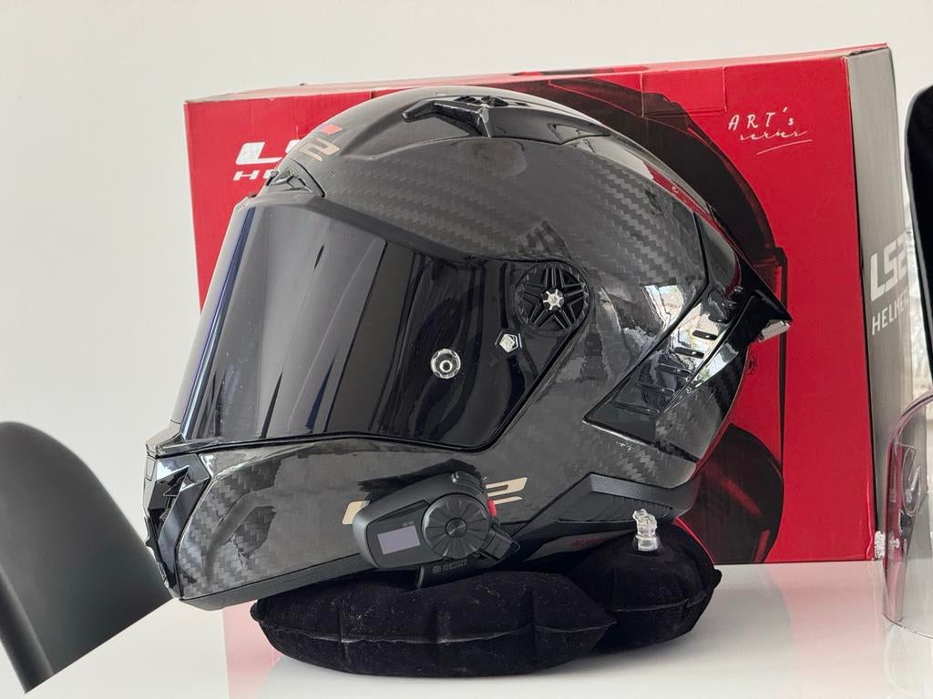LS2 Thunder Carbon Fiber Helm Maat S met Sena S5 Intercom, Overige merken, Heren, Ophalen of Verzenden, Integraalhelm