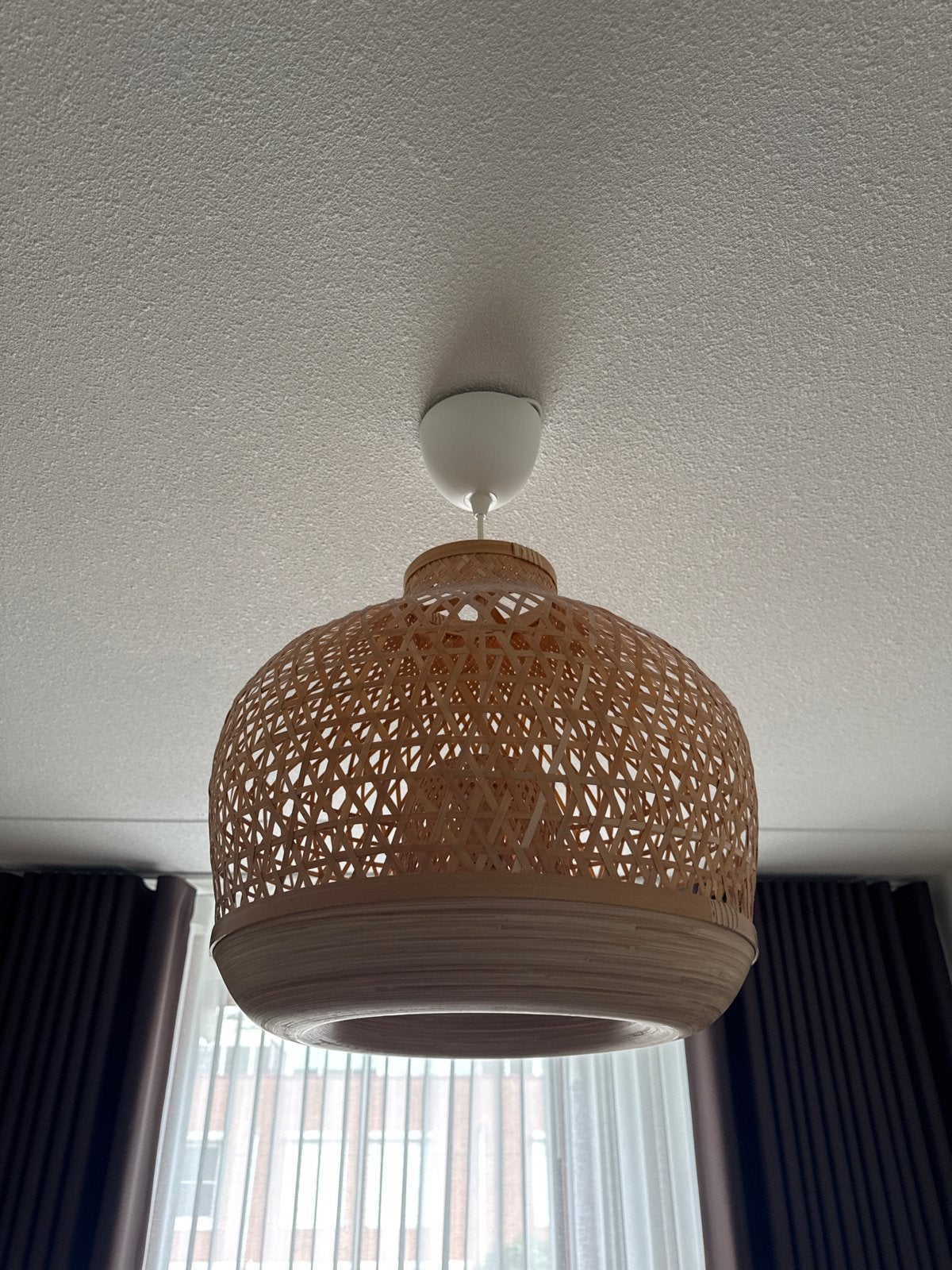 IKEA BRUNSTA / HEMMA hanglamp bamboe, Ophalen, Zo goed als nieuw, Natuurlijk materiaal, E27 (groot)