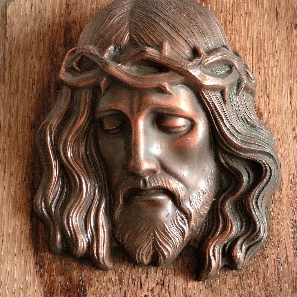 Brons kleurige Jezus en Maria ( Kruisweg afbeelding), Antiek en Kunst, Ophalen of Verzenden