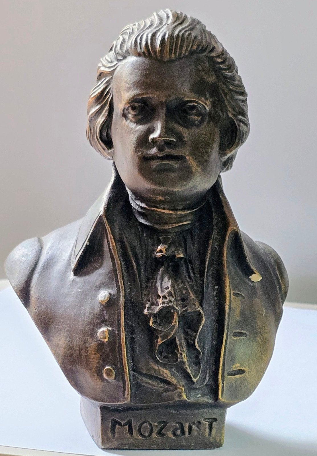 Buste van Mozart - Klassieke Componist, Antiek en Kunst, Kunst | Beelden en Houtsnijwerken, Buste, Gepatineerd, Ophalen of Verzenden