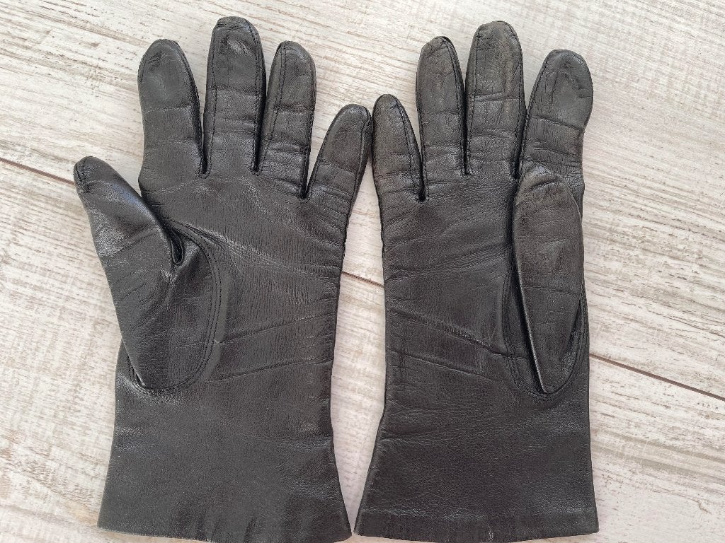 Laimbock Handschoenen dames grijs leer maat 7.5, Ophalen of Verzenden, Zo goed als nieuw, Handschoenen