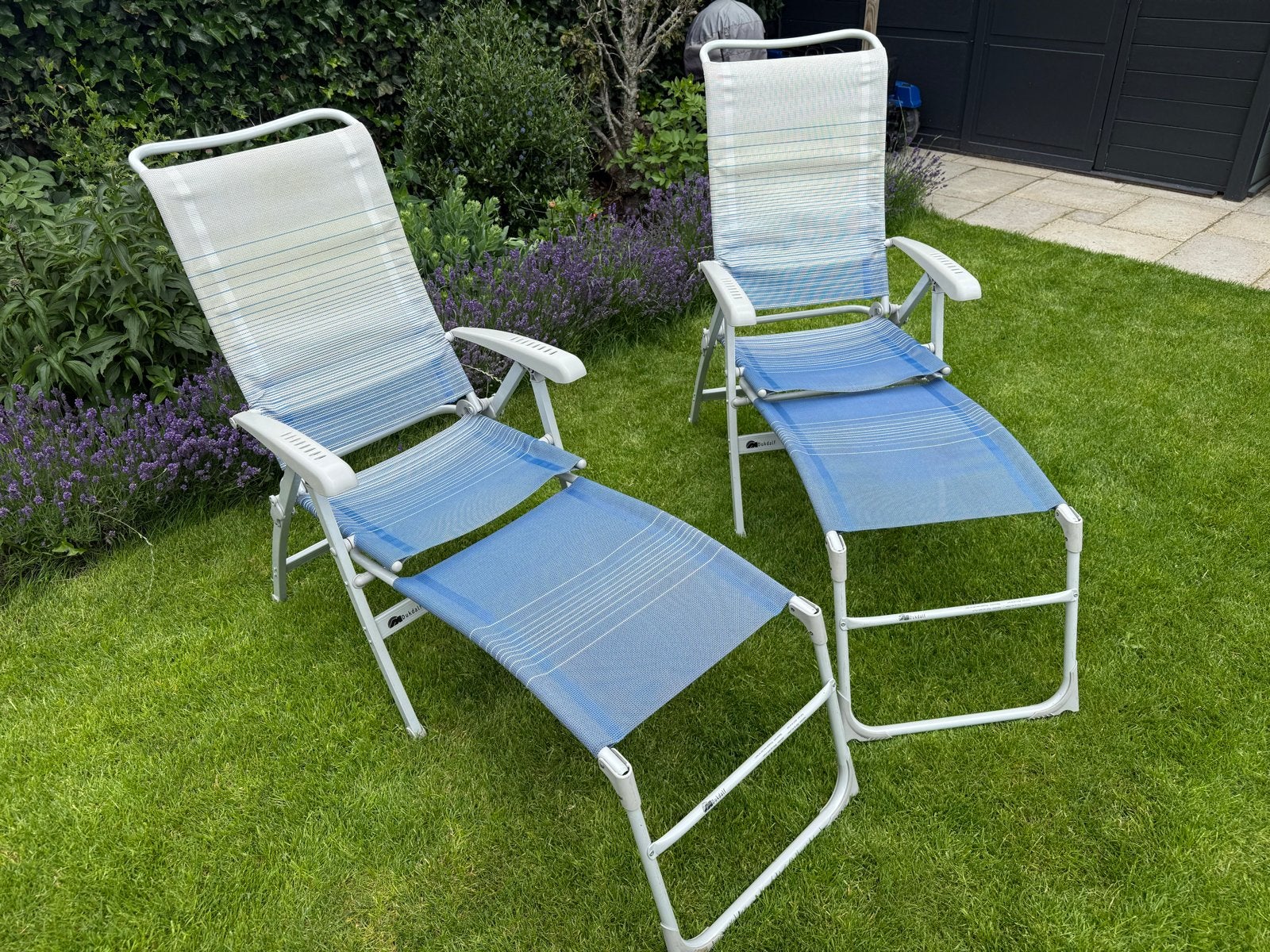 2 Dukdalf campingstoelen - verstelbaar en inklapbaar, Tuin en Terras, Ophalen, Gebruikt, Aluminium, Inklapbaar