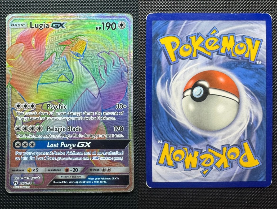 Lugia GX 227/214 Lost Thunder Pokemon Kaart, Ophalen of Verzenden, Zo goed als nieuw, Losse kaart, Foil