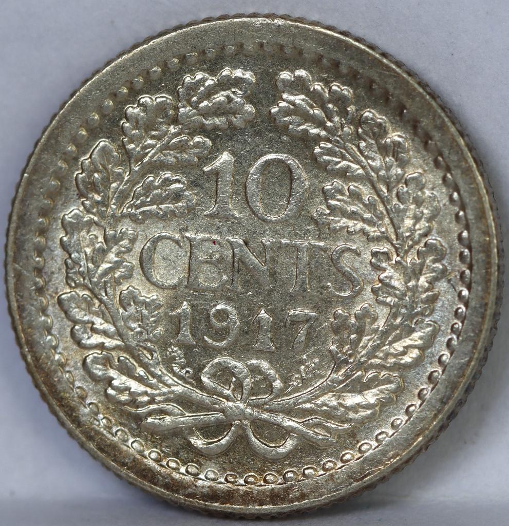 10 Cent 1917 UNC, Postzegels en Munten, Munten | Nederland, Zilver, Ophalen of Verzenden, 10 cent, Koningin Wilhelmina