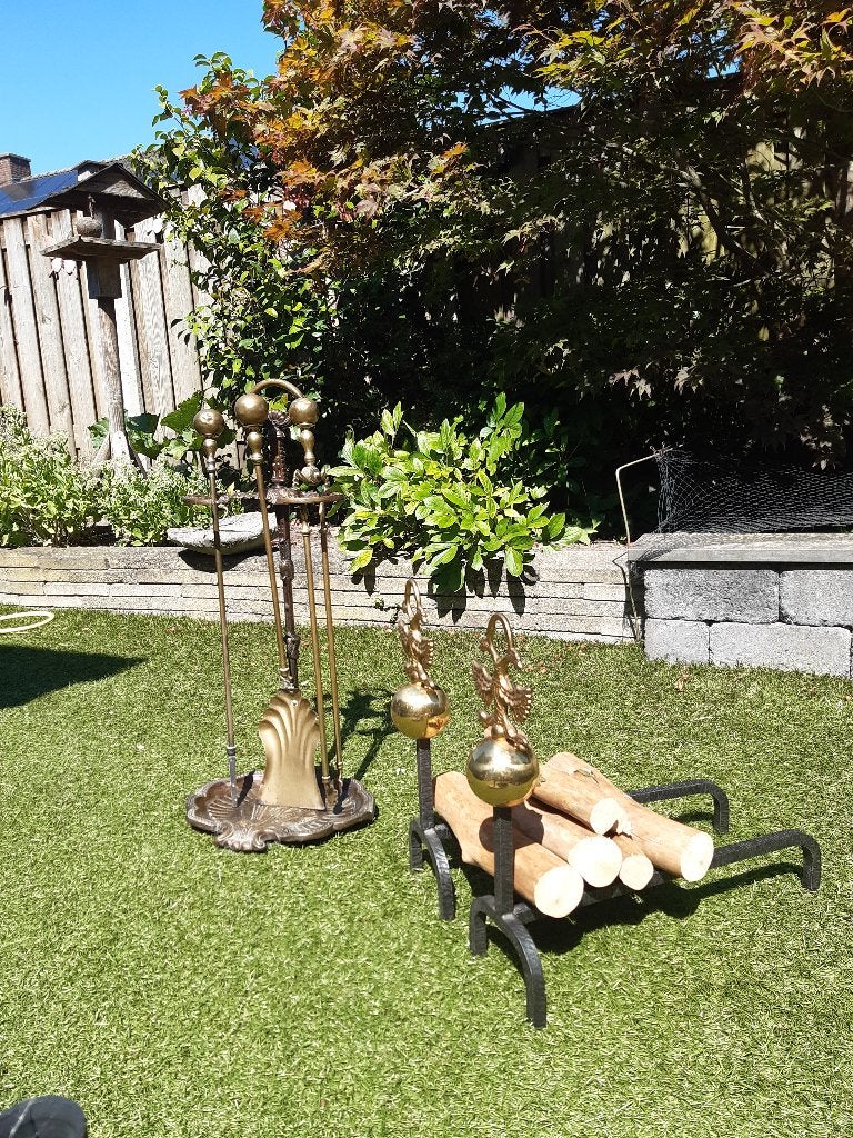 Koperen Haardstel en accessoire, Ophalen, Gebruikt, Vrijstaande haard, Houthaard