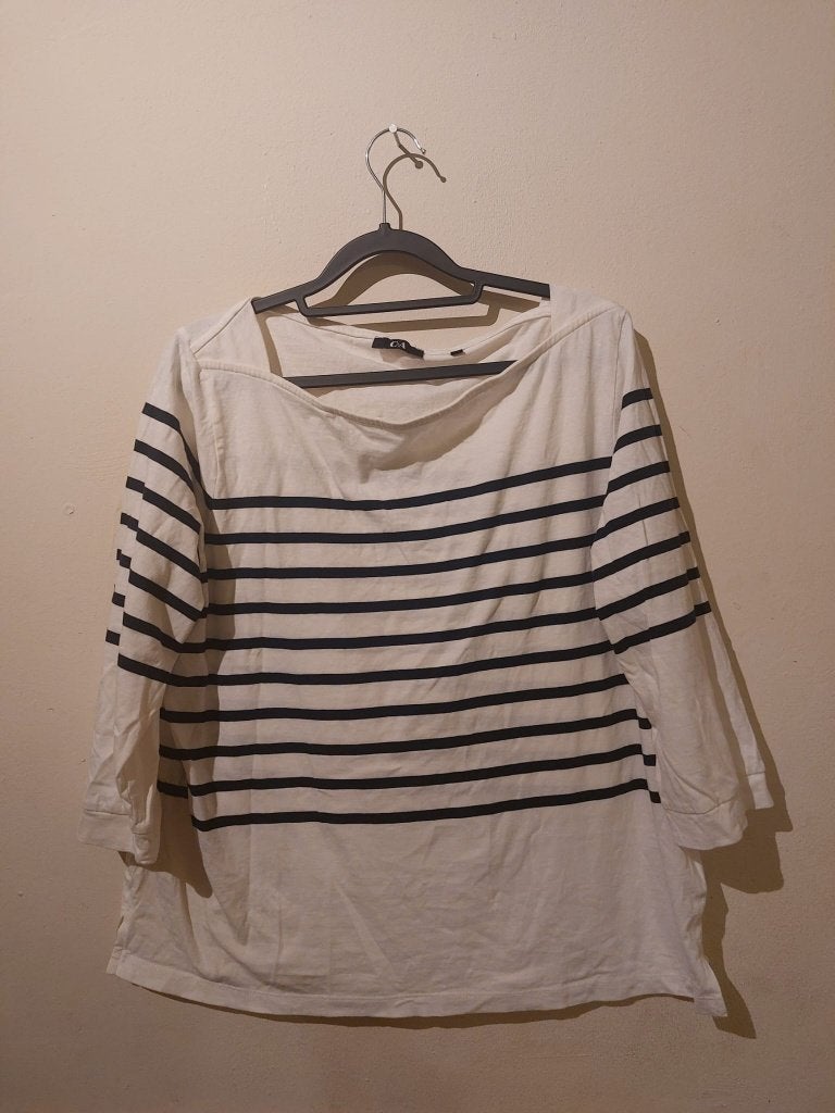 C&A gestreept shirt met lange mouwen - Maat XL, Kleding | Dames, Wit, Maat 46/48 (XL) of groter, Ophalen of Verzenden, Lange mouw