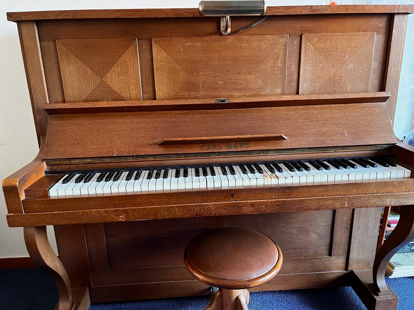 Carl Mand Piano met Kruk - Gebruikt, Ophalen, Gebruikt, Bruin, Piano