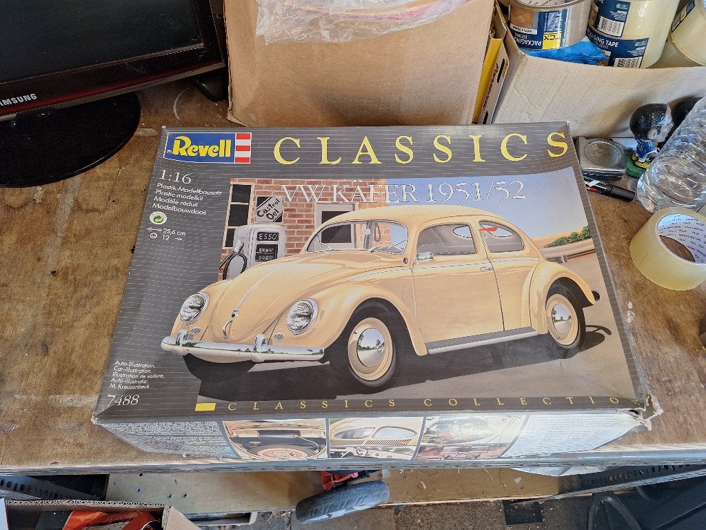 Oud bouwmodel Revell 1:16 Volkswagen Kever 1951 in doos, Auto, Revell, Groter dan 1:32, Ophalen of Verzenden