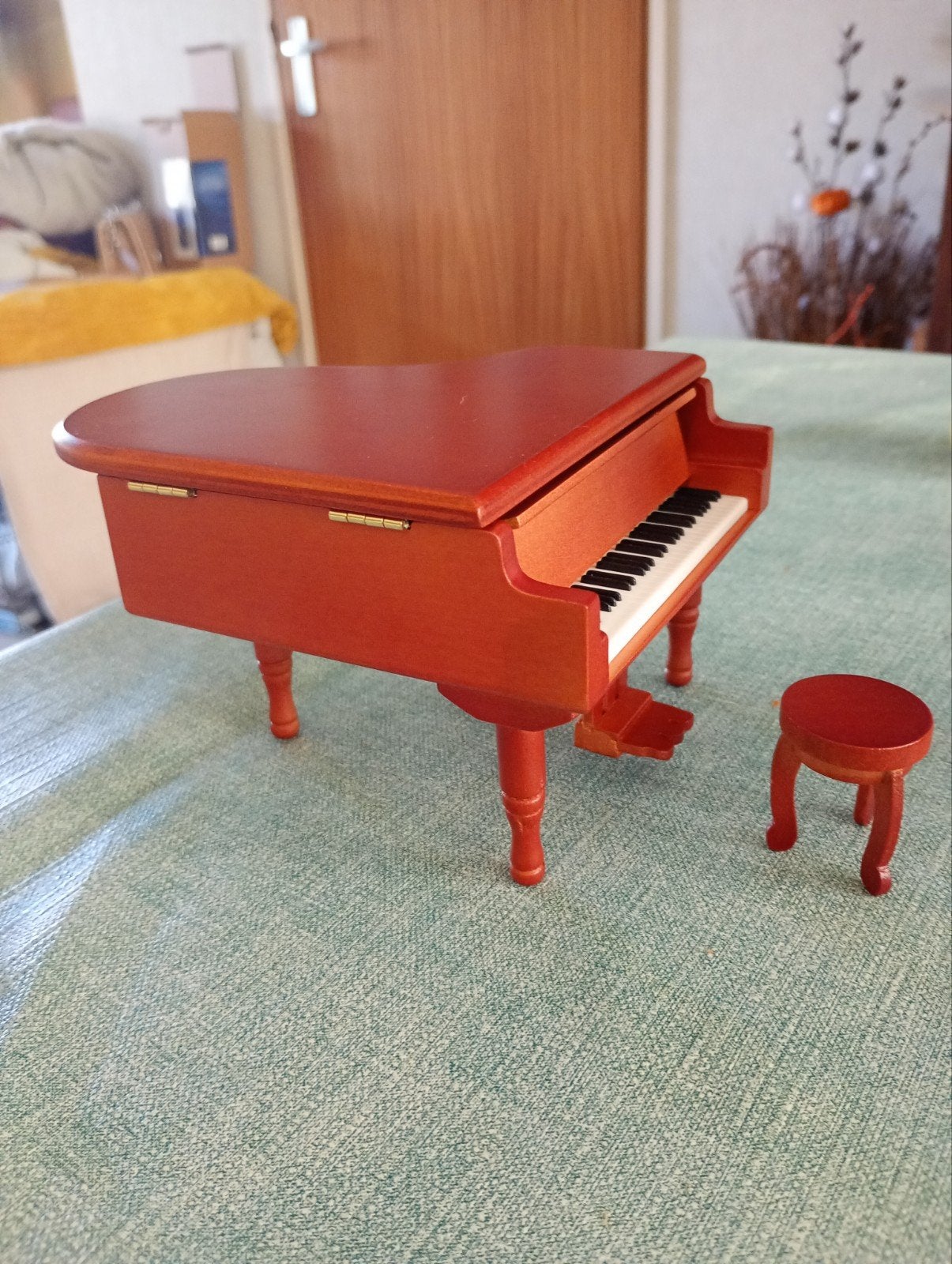 Vintage Vleugel piano miniatuur muziekdoosje Beethoven, Ophalen of Verzenden