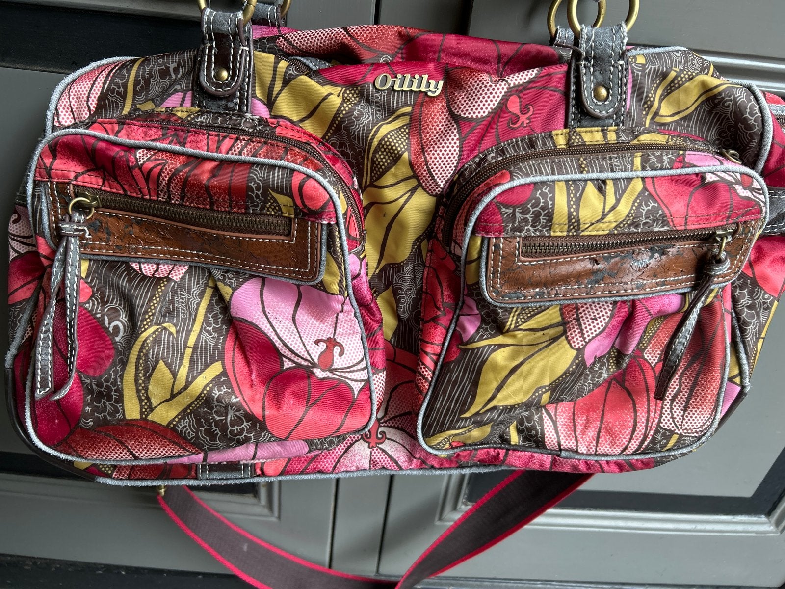 Oilily schoudertas/weekendtas met bloemenprint, Ophalen of Verzenden, Gebruikt, Overige kleuren, Handtas