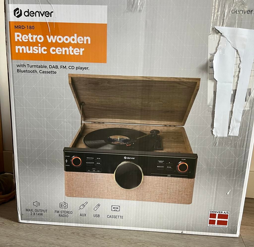 Denver MRD-180 Retro Muziekcentrum - Nieuw in doos, Ophalen, Zo goed als nieuw, Platenspeler, Overige merken
