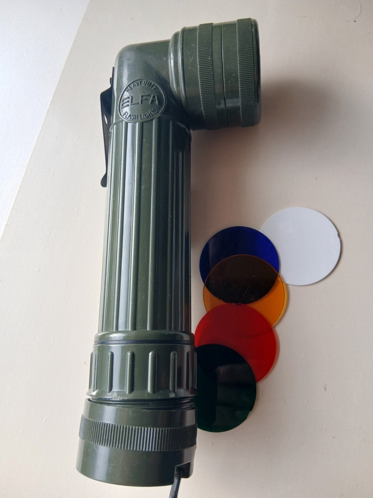 Vintage Militaire Zaklamp met Kleurenfilters - ELFA HD, Ophalen of Verzenden