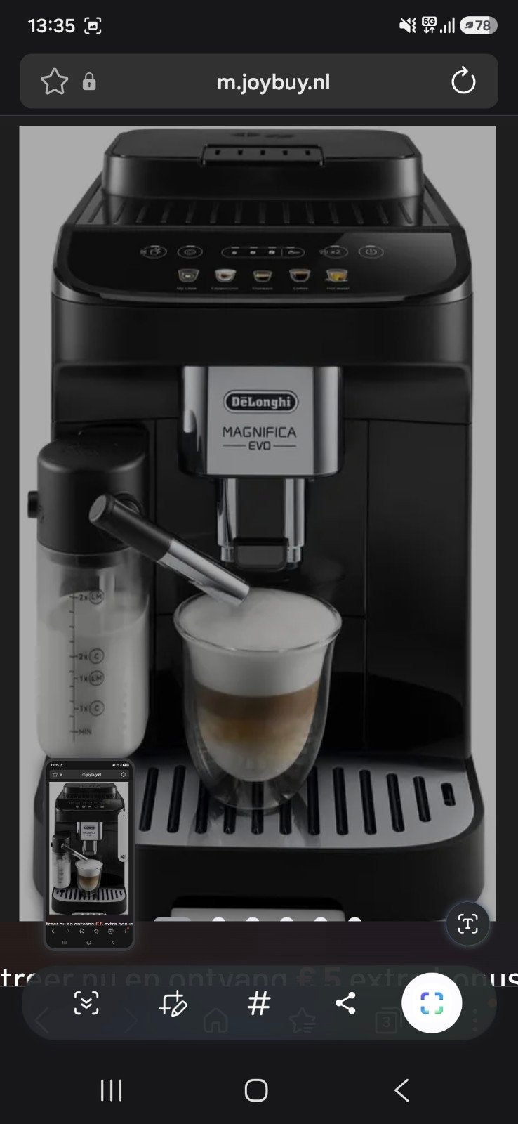 De'Longhi Magnifica Evo ECAM290.61.B - Zo goed als nieuw, Ophalen of Verzenden, Zo goed als nieuw, Koffiemachine, Koffiebonen