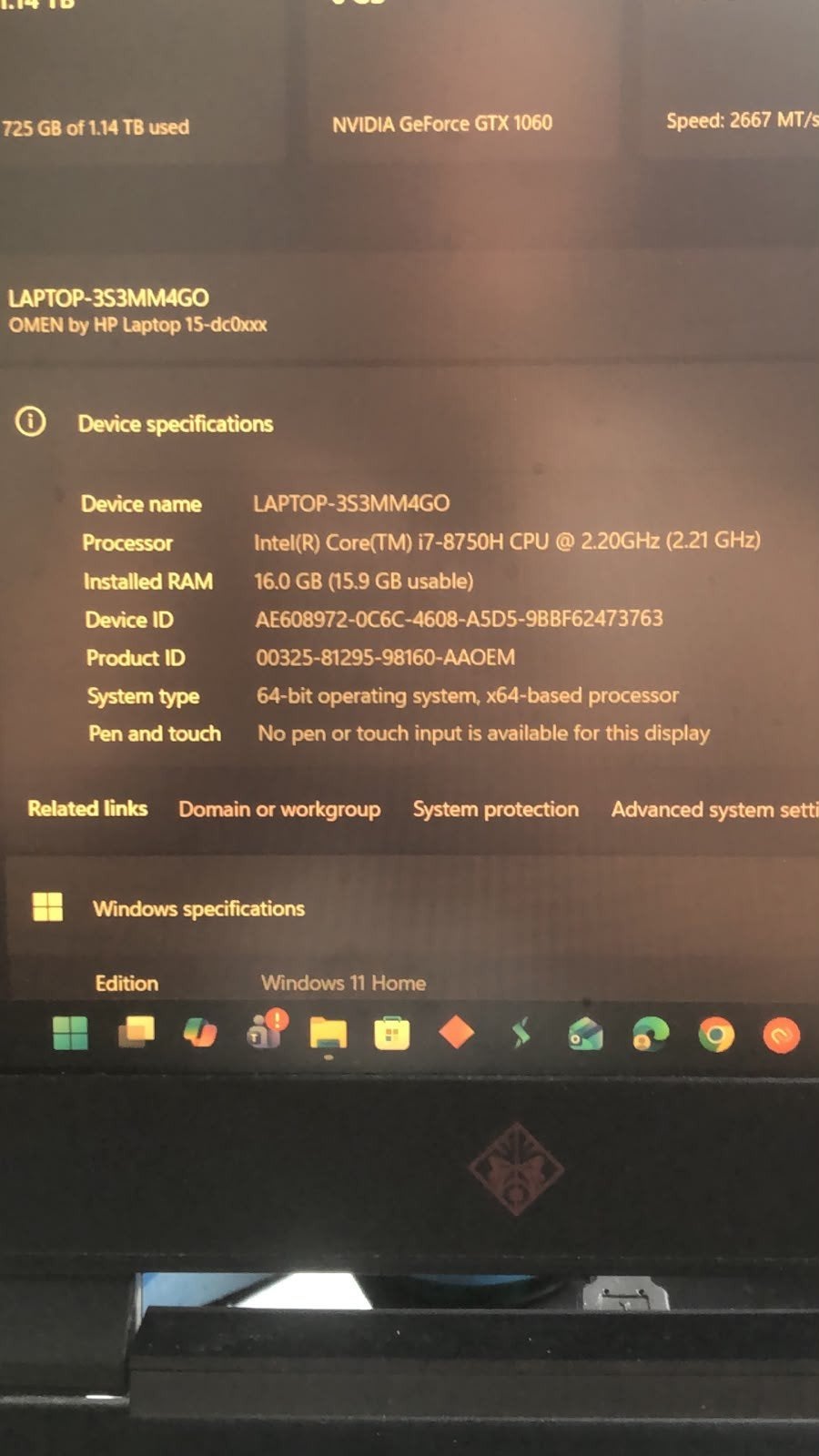 Foto 3 van HP Omen Gaming Laptop - GTX 1060, i7 8th Gen, 16GB RAM