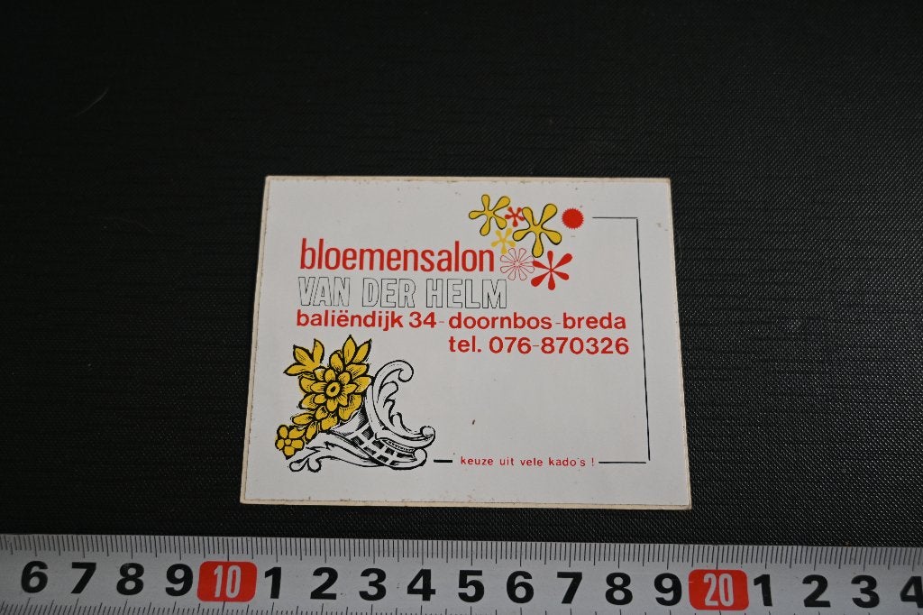 sticker doornbos breda bloemensalon VAN DER HELM, Ophalen of Verzenden, Zo goed als nieuw