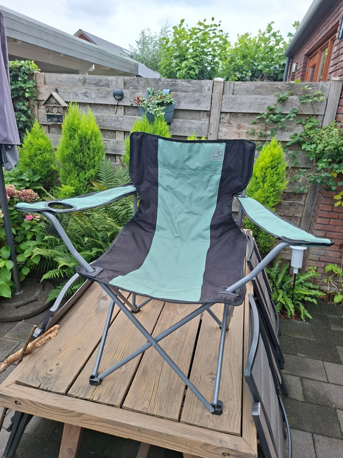 Opvouwbare kinder campingstoel - Zwart/Mintgroen, Caravans en Kamperen, Ophalen, Gebruikt