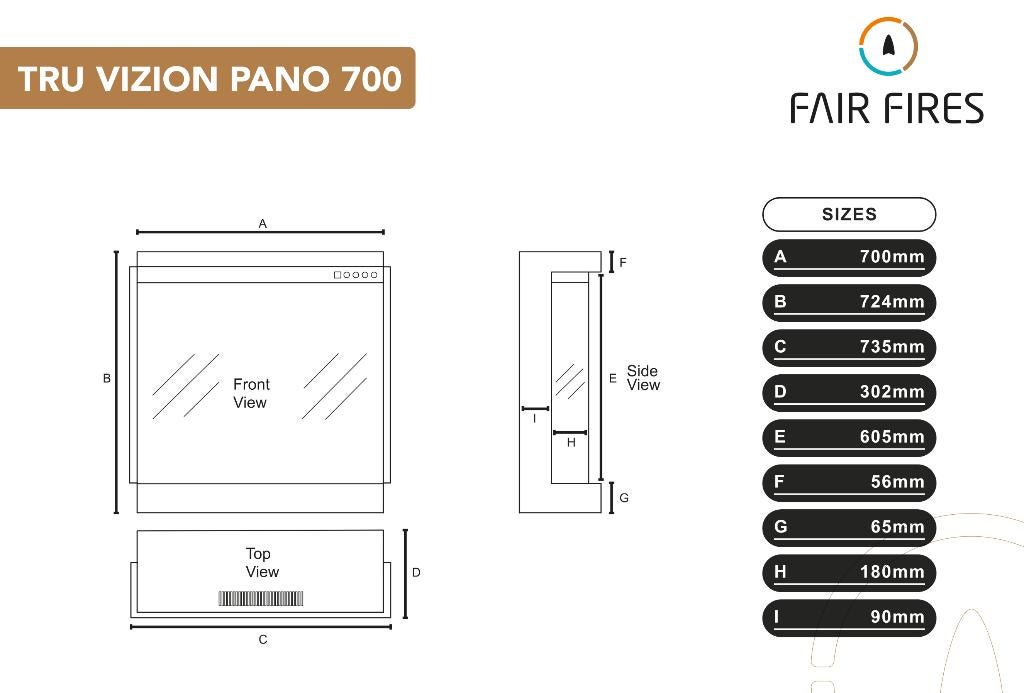 Fairfires True Vizion Pano 700, Fairfires, Elektrische haard, Ophalen of Verzenden, Fairfires
