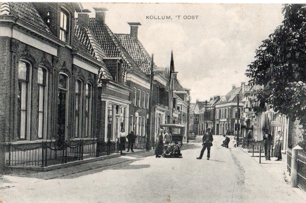 Kollum, Dorpsgezicht met 't Oost. 6018, Verzenden, Voor 1920, Gelopen, Friesland