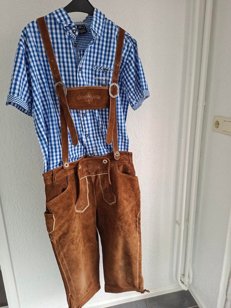 Koopje Lederhosen met Trachtenhemd en Tirolerhoed, Ophalen, Carnaval, Maat 46/48 (XL) of groter, Kleding