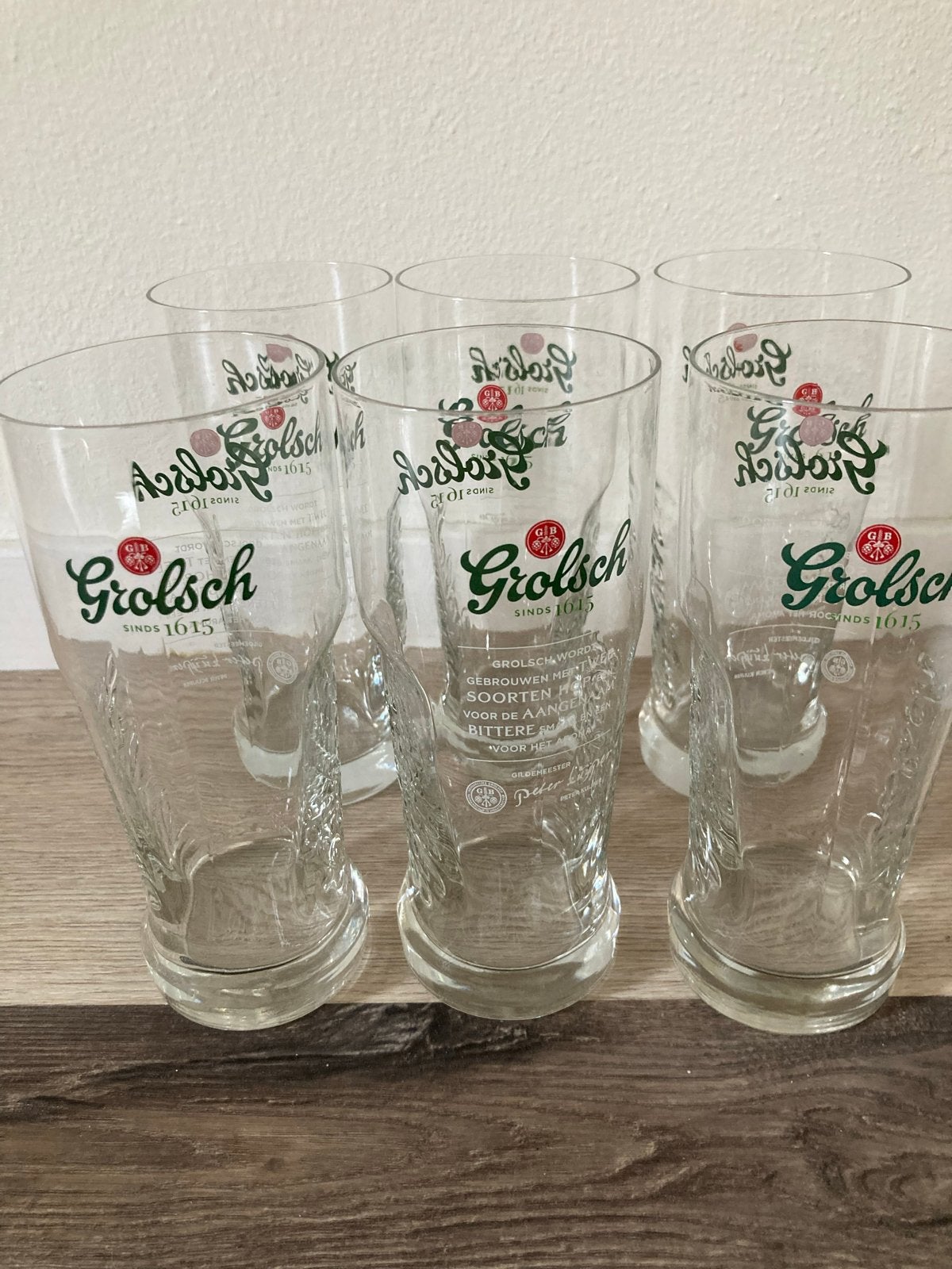 6 Nieuwe Grolsch Bierglazen, Ophalen, Nieuw, Overige merken, Glas